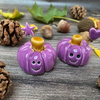 Image 2 of Purple Ceramic Smiley Pumpkins