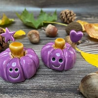Image 4 of Purple Ceramic Smiley Pumpkins