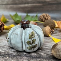 Image 4 of HANDMADE Black Clay Sprigs Ceramic Pumpkin
