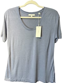 VINCE- U NECK SHIRT - BLUE/GREY