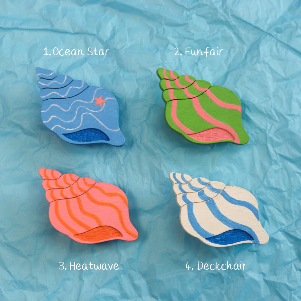 Seashell Wooden Pin Badge