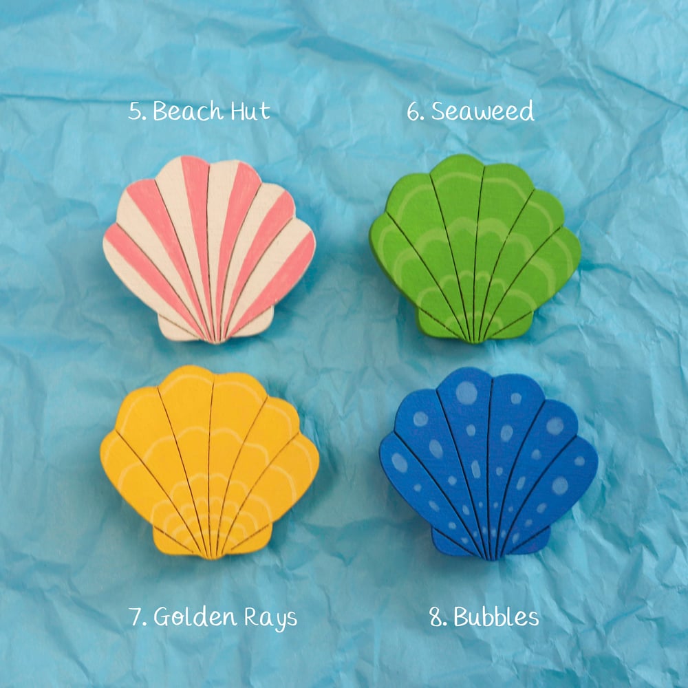Seashell Wooden Pin Badge