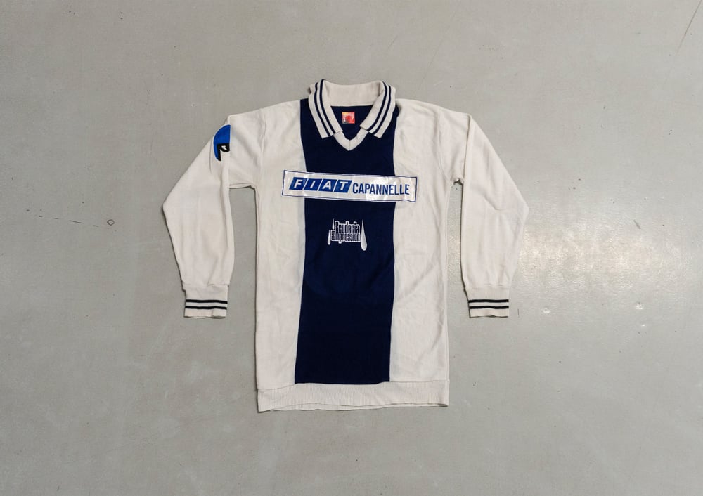 Image of Polo laine KOS III  FIAT blanc & bleu marine