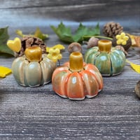 Image 1 of Handmade Green/Red Ceramic Pumpkins