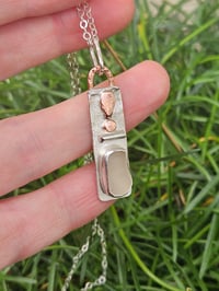 Image 8 of Ready to ship! White Cornish Seaglass Necklace - Sterling Silver and Copper 