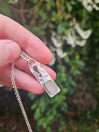 Image 2 of Ready to ship! White Cornish Seaglass Necklace - Sterling Silver and Copper 