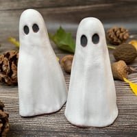 Image 2 of Handmade Matte White Ceramic Ghost Ornament – Terracotta Clay Decoration