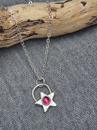 Image 3 of Garnet Star Sterling Silver Necklace 