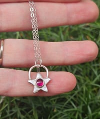 Image 1 of Garnet Star Sterling Silver Necklace 