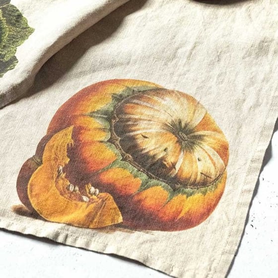 Image of Torchon En Lin Theme: Citrouille ou Chou