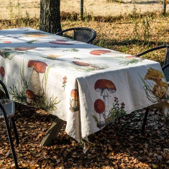 Image of Nappe CHAMPIGNONS en Lin Lavé 3 dimensions