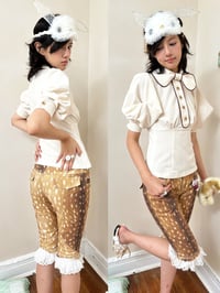Image 2 of Two-tone lace patchwork mid-length pants