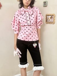 Image 3 of Two-tone lace patchwork mid-length pants