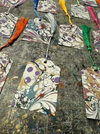 Image 2 of Handmade & Hand marbled Gift Tags with tassels // set of 5