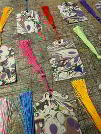 Image 4 of Handmade & Hand marbled Gift Tags with tassels // set of 5