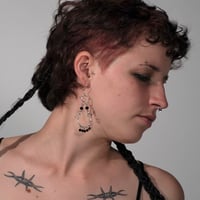 Image 3 of Silver and black dangle earrings