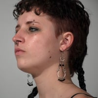 Image 2 of Silver and black dangle earrings