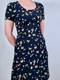 Image 1 of Vintage 90's Laura Ashley Dark Floral Empire Line Mini Dress (Size 8-10)