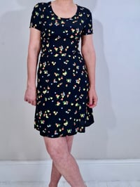 Image 2 of Vintage 90's Laura Ashley Dark Floral Empire Line Mini Dress (Size 8-10)