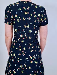 Image 3 of Vintage 90's Laura Ashley Dark Floral Empire Line Mini Dress (Size 8-10)