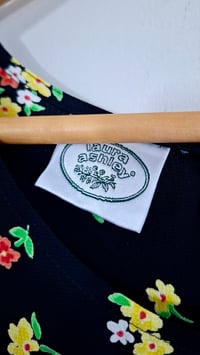 Image 4 of Vintage 90's Laura Ashley Dark Floral Empire Line Mini Dress (Size 8-10)