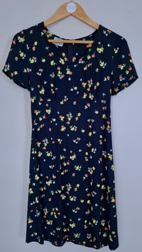 Image 5 of Vintage 90's Laura Ashley Dark Floral Empire Line Mini Dress (Size 8-10)