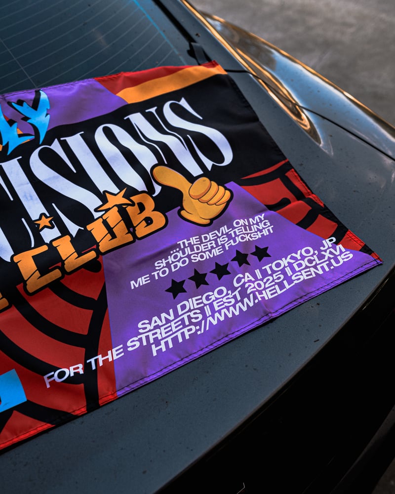 Image of Bad Decisions Racing Club Nobori Flag