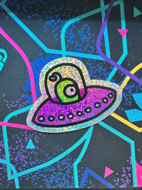 Image 1 of UFO alien glitter sticker