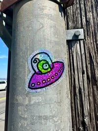 Image 2 of UFO alien glitter sticker
