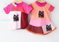 Image 6 of persian cat 12m baby girl short sleeve dress orange coral melon pink asymmetrical tshirt knit jersey