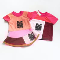 Image 5 of persian cat 12m baby girl short sleeve dress orange coral melon pink asymmetrical tshirt knit jersey