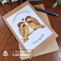 Image 3 of Happy Anniversary Love Birds Greeting Card