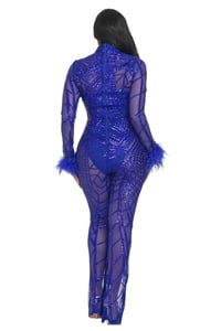 Image 2 of Elegant Blue Sequins Jumpsuit 
