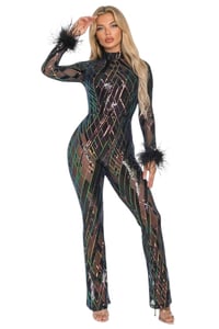 Image 1 of Elegant black sequence jumpsuit