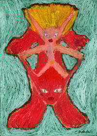 Image 1 of ORIGINAL: Elf riding red elven manticore