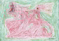 Image 1 of ORIGINAL: Elf and beast of one flesh (on green-white)