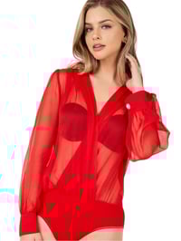 Red wrap top onesie