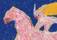 Image 2 of ORIGINAL: Elf and beast of one flesh (on blue)