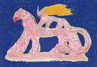 Image 1 of ORIGINAL: Elf and beast of one flesh (on blue)