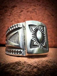 Image 1 of WL&A Handmade Heavy Ingot Layered Repoussé Cigar Band Ring - Size 14.5