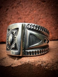 Image 3 of WL&A Handmade Heavy Ingot Layered Repoussé Cigar Band Ring - Size 14.5