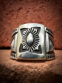 Image 2 of WL&A Handmade Heavy Ingot Layered Repoussé Cigar Band Ring - Size 14.5