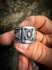 Image 6 of WL&A Handmade Heavy Ingot Layered Repoussé Cigar Band Ring - Size 14.5