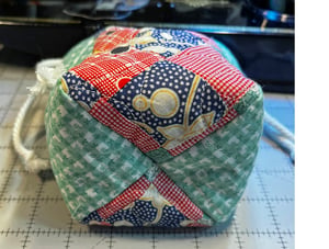 Image of Green & Red Patchwork Quilted Drawstring Bag