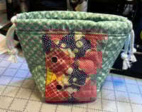 Image 2 of Green & Red Patchwork Quilted Drawstring Bag
