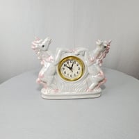 Image 4 of Unicorn Quartz Clock, Pearlescent Unicorns From The 80's, #926