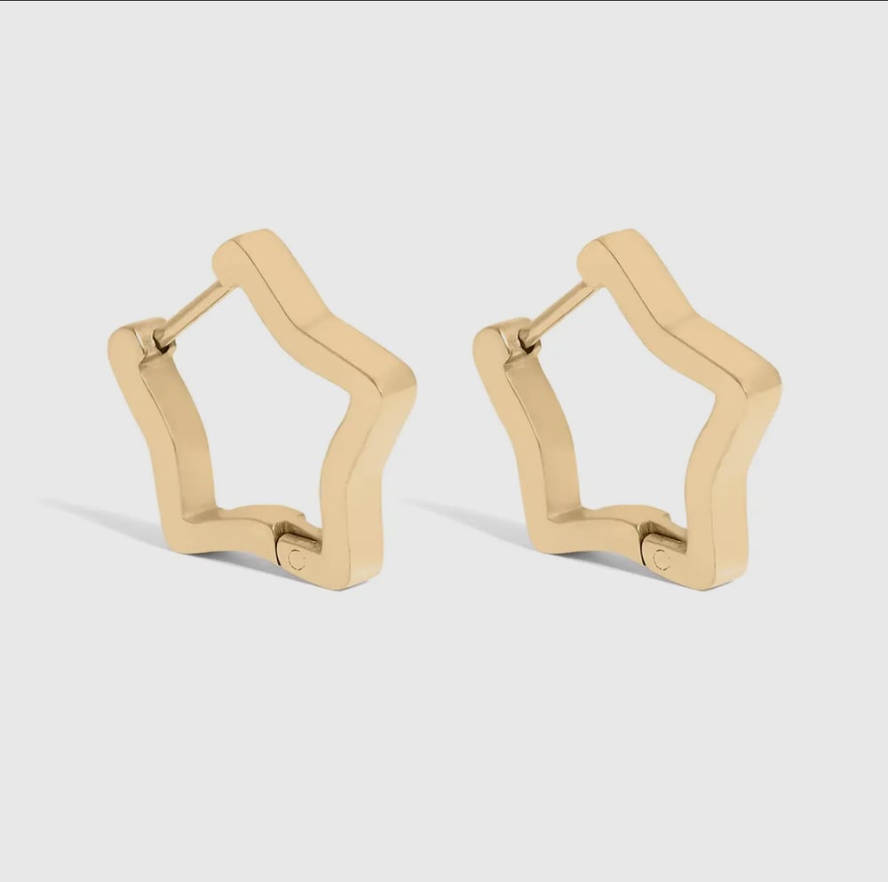Image of 18k stainless steel Star Huggie earrings