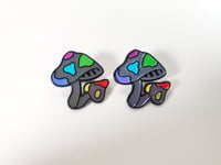Rainbow Spotted Gray Mushroom Enamel Pin