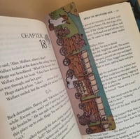 Image 1 of Traditional Bookmark--Swoopy Ghost with Capybara Peach Express