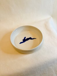 Image 1 of Blue Hare Ceramic Bowl | Hand-Painted Stoneware Dish